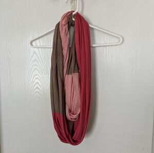 LOFT Coral & Tan Infinity Scarf Size OS